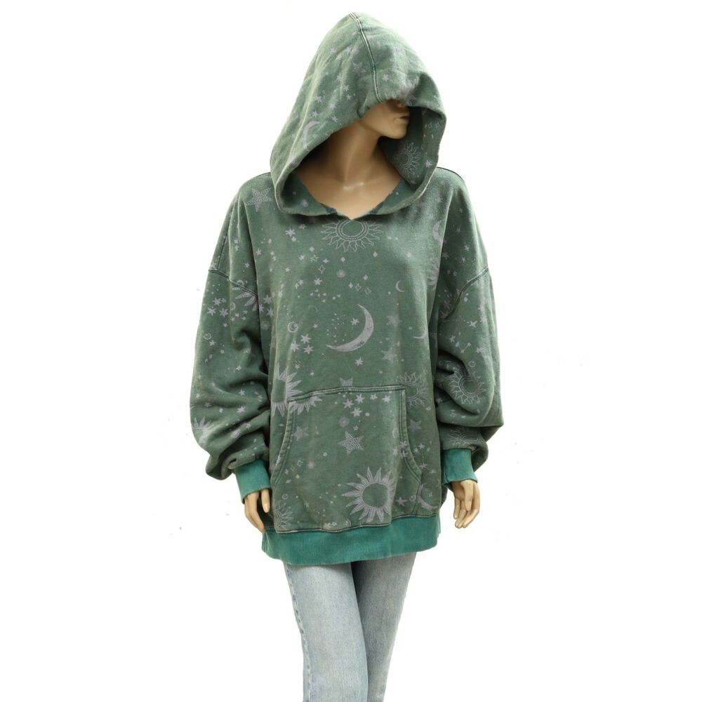 Free People We The Free It's A Vibe Print Hoodie Top Oversized Slouchy XL 287117